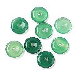 Зеленый Подвески-диски из натурального агата, окрашенная и подогревом, зелёные, 15x4 мм, отверстие : 2.5~3 мм