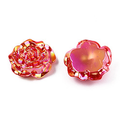 Красный Кабошоны из непрозрачного абс-пластика, с покрытием AB цвета, роза, красные, 24x23.5x9 мм