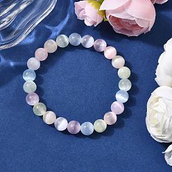 Селенит Браслеты из натурального селенита с круглыми бусинами для мужчин и женщин, внутренний диаметр: 2-1/8 дюйм (5.3 см)