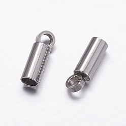 Нержавеющая Сталь Цвет Устойчивы к потускнению 304 наконечники шнура из нержавеющей стали, Торцевые крышки, цвет нержавеющей стали, 8x2.5 мм, отверстие : 1.5 мм, внутренний диаметр: 2 мм