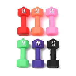 Mixed Color PVC Plastic Pendants, 45LB Dumbbell Chamrs, Mixed Color, 47.5x20.5mm, Hole: 2mm