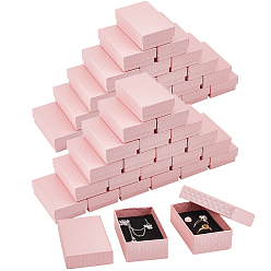 Pink 48шт. прямоугольные картонные подарочные коробки, с губкой внутри, подарочный футляр с ромбовидной текстурой, розовые, 8.4x5.35x2.9 см, Внутренний диаметр: 7.75x4.8 cm
