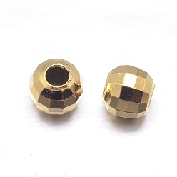 Настоящее золото 18K Граненые круглые бусины-проставки из стерлингового серебра 925, реальный 18 k позолоченный, 3 мм, отверстие : 1.2 мм, Около 333 шт / 20 г