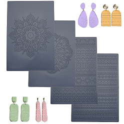 Черный Наборы биговальных пластин из полипропилена, для самостоятельного изготовления глины, прямоугольные, чёрные, 148x99x2 мм, 4 шт / комплект