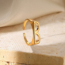 Letter B Регулируемые открытые манжеты из сплава, реальный 18 k позолоченный, В письме, внутренний диаметр: регулируемый