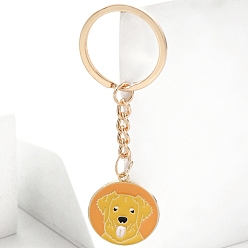 Оранжевый Брелки из сплава эмали, украшения для сумок и кошельков, плоский круглый брелок для собаки, оранжевые, 8.5x2.5 см