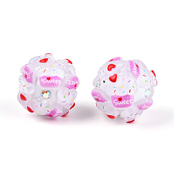 Ice Cream Круглые шарики смолы, с полимерной глиной и горным хрусталем, мороженое, 18~20 мм, отверстие : 2~2.5 мм