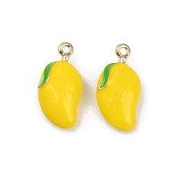 Mango Подвески из латунного сплава, с эмалью, золотые, стойки покрытие, манго, 20x10x6 мм, отверстие : 1.5 мм