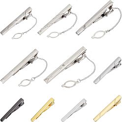 Mixed Color 10Pcs 10 Style Brass Tie Clips, Rectangle with 1-Hole, Mixed Color, 1pc/style