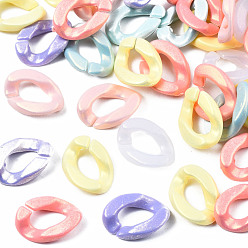 (52) Непрозрачная лаванда Окрашен акриловые соединительные кольца, прорезиненный стиль, разъемы для быстрой связи, для изготовления бордюрных цепей, твист, разноцветные, 16x11.5x3 мм, внутренний диаметр: 8 мм, Около 4.5 шт / 2200 г