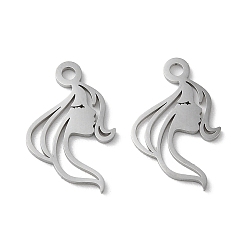 Нержавеющая Сталь Цвет Не тускнеющие 304 подвески из нержавеющей стали, лазерная резка, женские прелести, цвет нержавеющей стали, 16.5x10.5x1 мм, отверстие : 1.6 мм