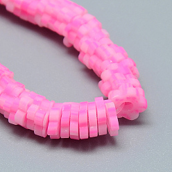 Ярко-Розовый Нити из полимерных глин, цветок, ярко-розовый, 4~6x4~6x1~1.5 мм, отверстие : 2 мм, около 313~350 шт / нитка, 15.35 дюйм ~ 16.14 дюйм