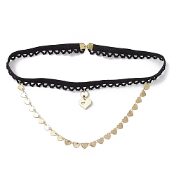 Золотой Латунные цепочки для бедер с кисточками в форме сердца, черные эластичные украшения для тела для женщин, золотые, 360 мм