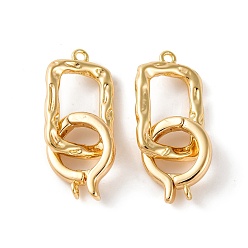 Настоящее золото 18K Латунь раз по сравнению с застежками, без кадмия, без никеля и без свинца, прямоугольные, реальный 18 k позолоченный, 25 мм, Отверстие : 1.2 мм & 1.3 мм