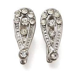 Платина Вакуумное покрытие PVD и долговечная латунь с покрытием и держателями из стразов, Без кадмия, без никеля и свинца, слеза, платина, 14x6 мм, штифты : 1 мм