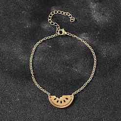 Настоящее золото 18K Забавные 201 браслеты из нержавеющей стали в форме арбуза, ювелирные изделия из кабельной цепи для женщин, реальный 18 k позолоченный, 7 дюйм (17.8 см)