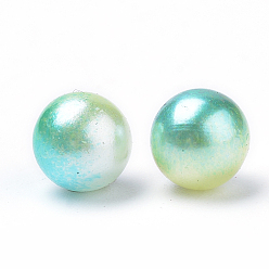Green Yellow Rainbow Acrylic Imitation Pearl Beads, Gradient Mermaid Pearl Beads, No Hole, Round, Green Yellow, 6mm, about 5000pcs/500g