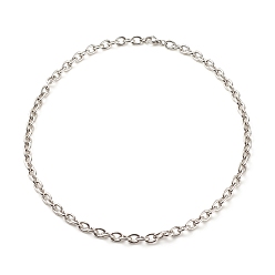 Stainless Steel Color Non-Tarnish 304 Stainless Steel Cable Chains Necklace for Men Women, Stainless Steel Color, 17.72 inch(45cm)