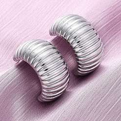 Платина Серьги-гвоздики в форме буквы С из латуни, без свинца и без кадмия, долговечный, стойки покрытие, платина, 28x14.5 мм