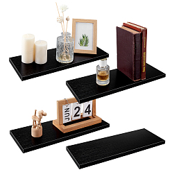 Черный Деревянный настенный держатель, с пластиковой заглушкой и железными деталями, прямоугольные, чёрные, 400x150x15 мм