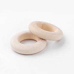 PapayaWhip Unfinished Wood Linking Rings, Natural Macrame Wooden Rings, Ring, PapayaWhip, 24x6mm, Hole: 12mm