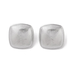 Stainless Steel Color Non-Tarnish 304 Stainless Steel Stud Earrings, for Women, Square, Stainless Steel Color, 20.6x19.3mm