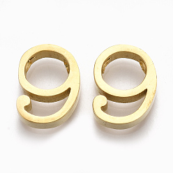 Number 304 Stainless Steel Pendants, Number, Golden, Num.9, 13x10x3mm, Hole: 1.8mm