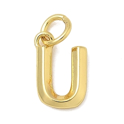 Letter U Латунь прелести, стойки покрытие, без кадмия и без свинца, долговечный, с целью перехода в кольце, реальный 18 k позолоченный, Буква U, 11.5x7.5x2 мм, отверстие : 3 мм