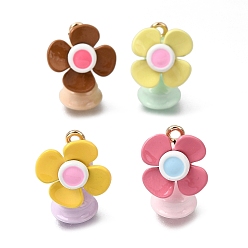 Mixed Color Alloy with Enamel Pendants, with Iron Loop, Fan Charms, Golden, Mixed Color, 16x11.5x11mm, Hole: 1.6mm