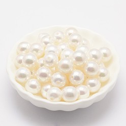 White Shell Pearl Beads,  Grade A, Round, Half Drilled, White, 5mm, Hole: 1mm