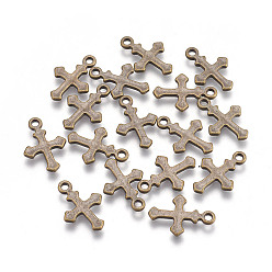 Античная Бронза Подвески из сплава , без кадмия и без свинца, крестик, античная бронза, 19x12.5x1.5 мм, отверстие : 2 мм