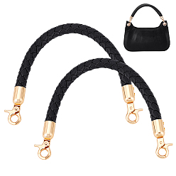 Черный Плетеные ручки сумки из искусственной кожи, цинкового сплава с застежкой омар коготь, для изготовления кошелька, чёрные, 30~32x1.2 см