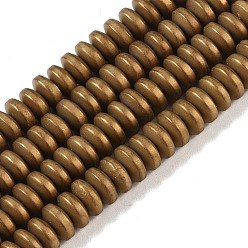 с Золотистым Покрытием Гальванические нити из синтетических немагнитных гематитовых бусин, диск, Heishi бусы, с золотым покрытием, 6x3 мм, отверстие : 1 мм, около 135 шт / нитка, 15.75'' (40 см)