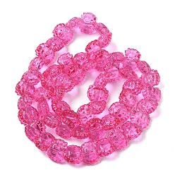 Hot Pink Electroplate Baking Paint Transparent Glass Beads Strands, Crab, Hot Pink, 13x16x8.5mm, Hole: 1.2mm, about 55pcs/strand, 24.41''(62cm)