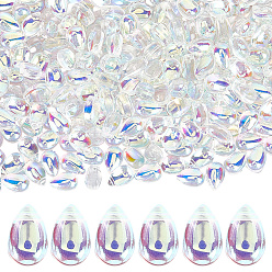 Прозрачный АВ 400 прозрачные стеклянные бусины, сверху просверленные бусы, слеза, ясно AB, 9x6x5 мм, отверстие : 1 мм