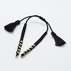 Черный Плетеные шнур нейлона для поделок браслет решений, с 304 фурнитурой из нержавеющей стали, чёрные, 6 дюйм ~ 6-3/4 дюйм (150~170 мм) x 1~5x1~2 мм