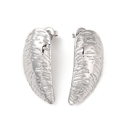 Stainless Steel Color Non-Tarnish 304 Stainless Steel Stud Earrings for Women, Stainless Steel Color, 32.5x15mm