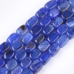 Синий Природных вены драконов агат бисер нитей, окрашенные, кубоид, синие, 13~13.5x8~9x8~9 мм, отверстие : 1 мм, около 28 шт / нитка, 14.7 дюйм