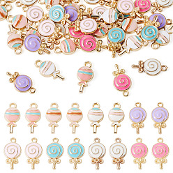 Mixed Color 48Pcs 8 Styles Alloy Enamel Pendants, Mixed Color, 17~18x8~10x2~3mm, Hole: 1.6~2mm, 6pcs/style