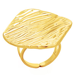 Золотой Простое и элегантное открытое кольцо-манжета из нержавеющей стали в форме ромба для женщин, уникальный модный аксессуар, золотые, 34 мм, внутренний диаметр: 17 мм