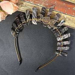 Камень Сетки Резинки для волос из натурального аметиста, аксессуары для волос для женщин и девочек, 180x150x20 мм