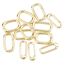 Настоящее золото 18K 12шт 3 стили латунные пружинные затворные кольца, без кадмия и без свинца, долговечный, прямоугольные, реальный 18 k позолоченный, 18~19.5x7~10x3~4 мм, 4 шт / стиль
