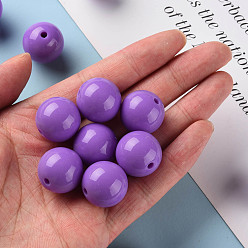 Dark Orchid Opaque Acrylic Beads, Round, Dark Orchid, 20x19mm, Hole: 3mm, about 111pcs/500g