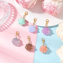 (52) Непрозрачная лаванда Акриловые подвесные украшения с отпечатками лап, с карабинами из цинкового сплава для украшений сумок, разноцветные, 36 мм