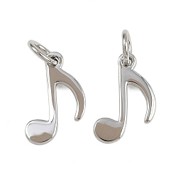 Платина Латунные подвески, прелести музыкальных нот, стойки покрытие, без свинца и без кадмия, долговечный, с целью перехода в кольце, платина, 13x8x1 мм, отверстие : 3 мм