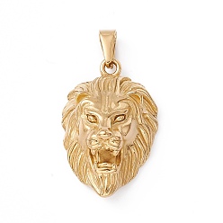 Золотой Вакуумное покрытие pvd 304 подвески из нержавеющей стали, очарование льва, золотые, 39.5x25x15 мм, отверстие : 8x4.5 мм