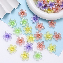 (52) Непрозрачная лаванда Прозрачные смоляные подвески, цветок, с железной платиной петлей, градиент цвета, разноцветные, 28~29x26.5~27x6.5 мм, отверстие : 2 мм