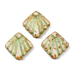Зеленый Чешские прессованные стеклянные бусины, формы раковины, зелёные, 17x17x4 мм, отверстие : 1 мм, около 162 шт / упаковка