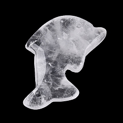 Хрусталь Природного кварца хрустальных подвесок, подвески в виде дельфинов из горного хрусталя, 29~31x27~33x6.5~8.5 мм, отверстие : 1.8~2 мм