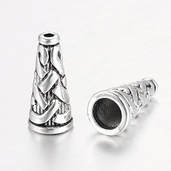 Argent Antique Style tibétain bouchons alliage de cône de perles, argent antique, 17.7x8mm, Trou: 1.5~6mm